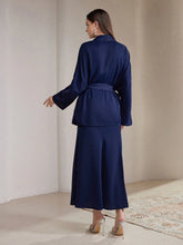 Veilorie 2pcs/Set Women Rhinestone Decor Long Sleeve Minimalist Top And Long Pants Outfit